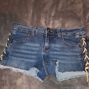 Justice Tie Jean Shorts